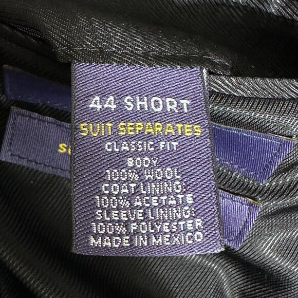 STAFFORD Classic fit Mens Blazer Sport Coat Two Button Jacket 44S WOOL Black - Picture 13 of 13